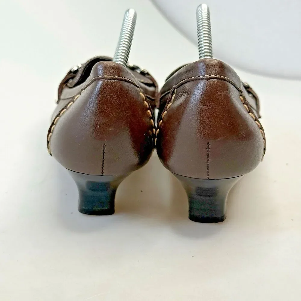 Aerosoles Aerology Size 6.5 Women Davenport Dark Brown Kitten Heels Leather EUC